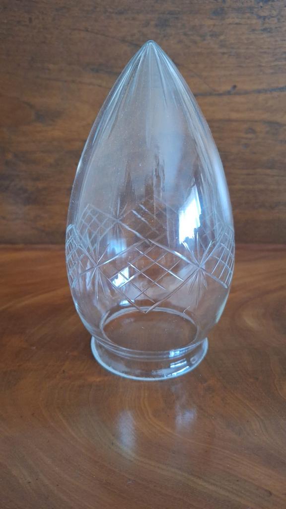 Vintage glazen lampenkap met geslepen decoratie, Ophalen