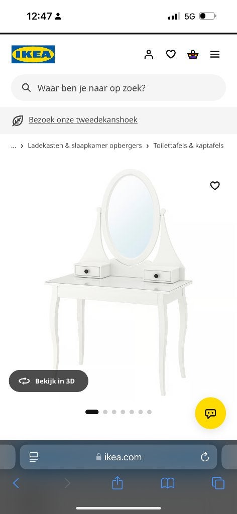 Ikea hemnes Toilettafel/ kaptafel, Ophalen, 50 tot 100 cm, Zo goed als nieuw, 150 tot 200 cm