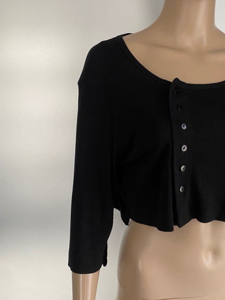 K255 Copine maat 40=M asymmetrisch kort vestje bolero vest, Maat 38/40 (M), Zwart, Ophalen of Verzenden, Zo goed als nieuw