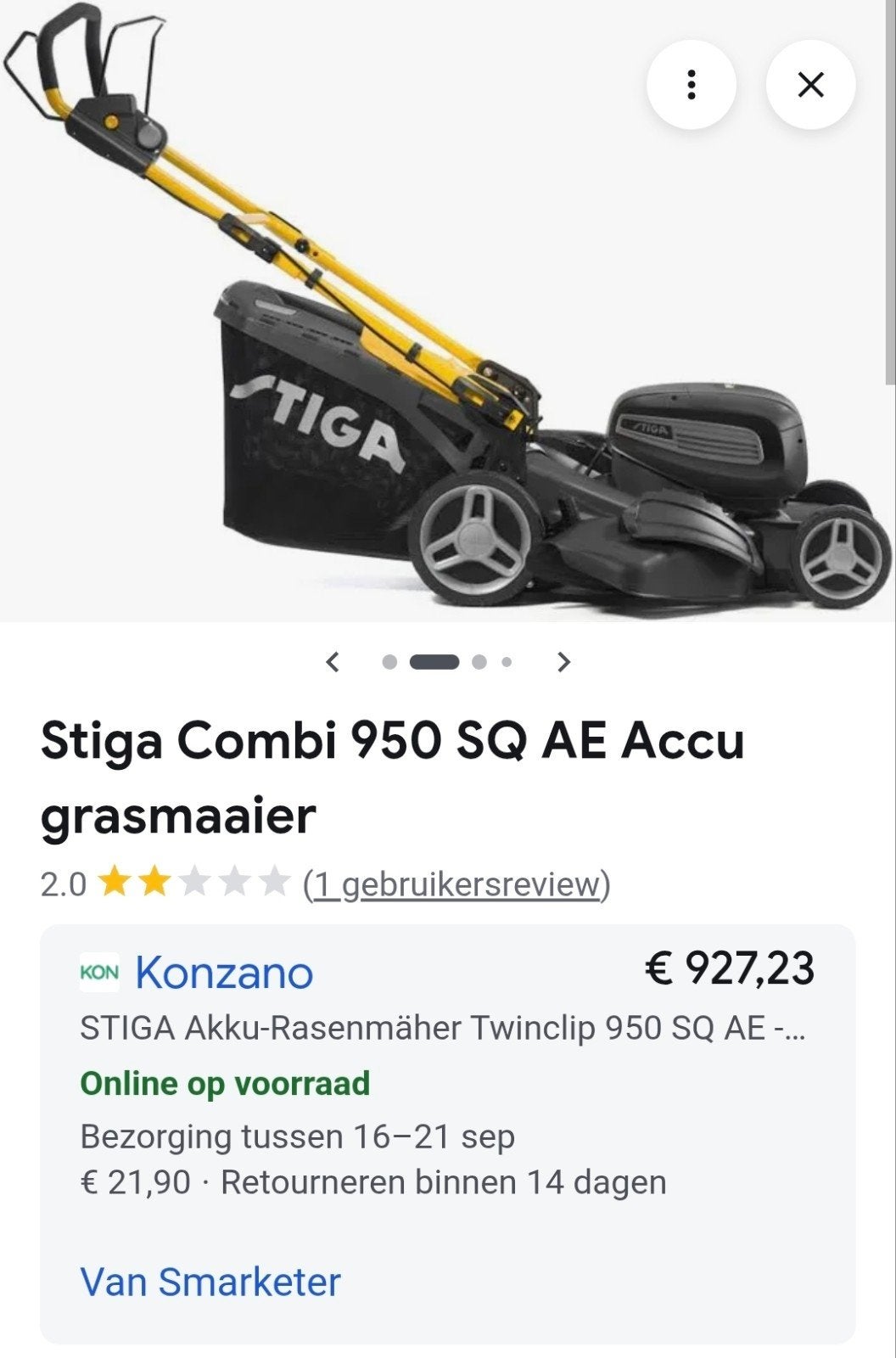 Nieuwe Stiga Combi 950 SQ AE Grasmaaier (ZONDER accu/lader), Tuin en Terras, Elektrische grasmaaier, Stiga, Nieuw, Ophalen of Verzenden