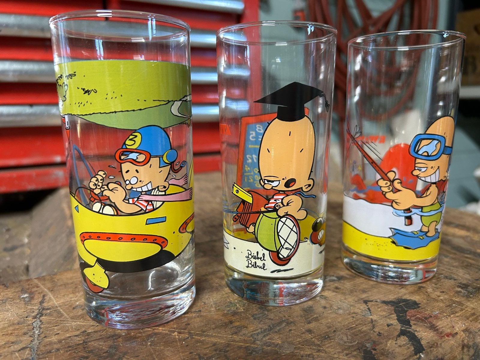 Set van 3 vintage Biebel Biebul glazen - Kwatta, Ophalen of Verzenden, Gebruikt
