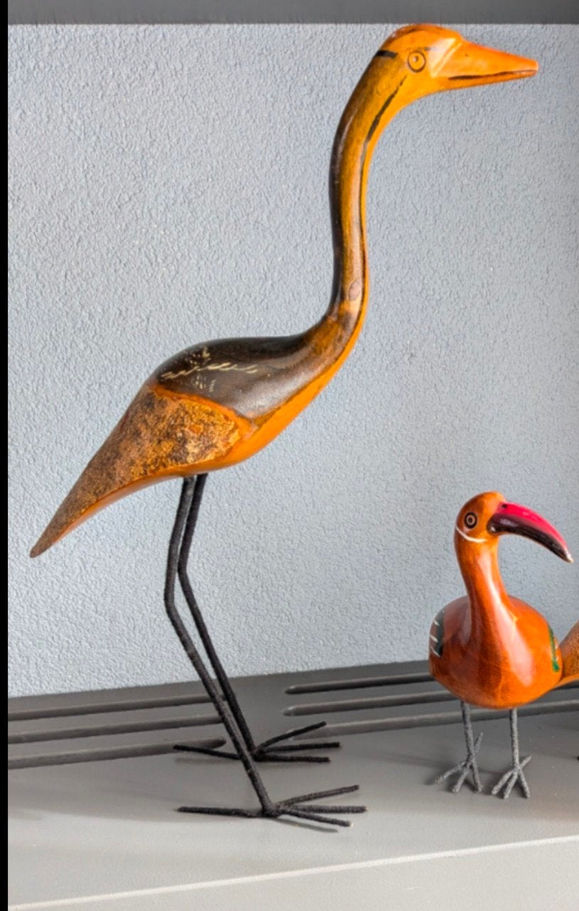 Houtsnijwerk vogels jaren 60, Ophalen of Verzenden, Beeld, Hout, Europa