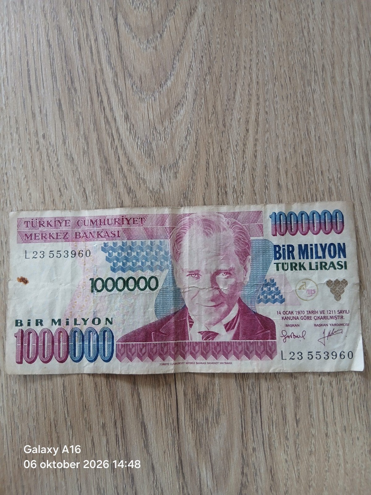 Turkse 1 Miljoen Lira Bankbiljet (1970), Ophalen of Verzenden, Los biljet