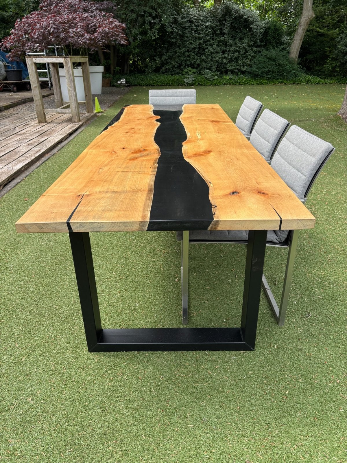 Unieke eettafel van hout en epoxy - River Table, Ophalen, 50 tot 100 cm, Vijf personen of meer, Rechthoekig