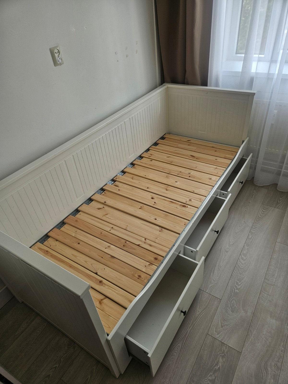IKEA Hemnes bedbank met 3 lades -, Ophalen, Gebruikt, Eenpersoons, Wit