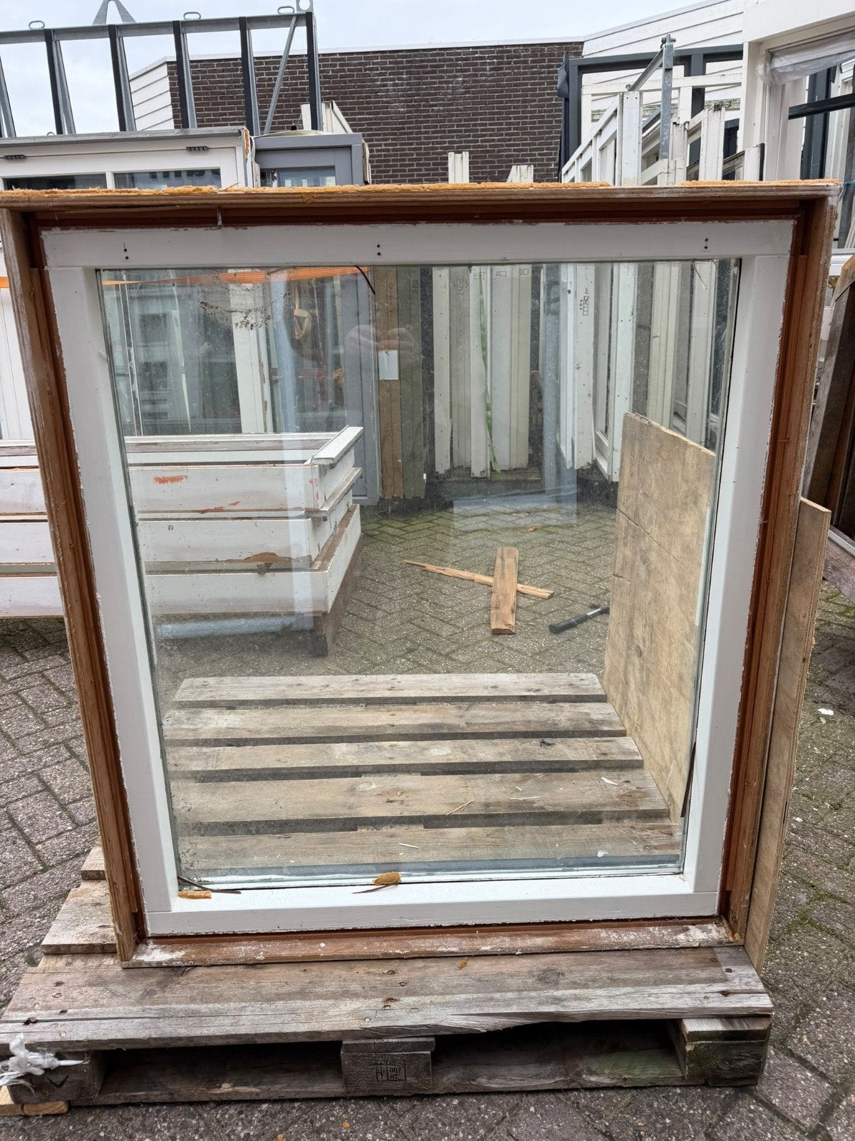 4 x red ceder raamkozijnjes, Gevelraam of Ruit, Gebruikt, 80 tot 120 cm, Dubbelglas