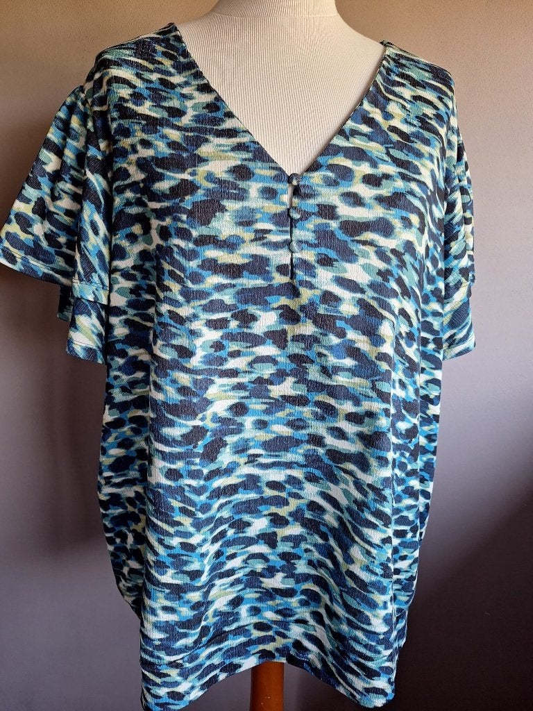 Nieuwe stretch top print van FSYVL, maat XL, Kleding | Dames, Blauw, Maat 46/48 (XL) of groter, Nieuw, Ophalen of Verzenden