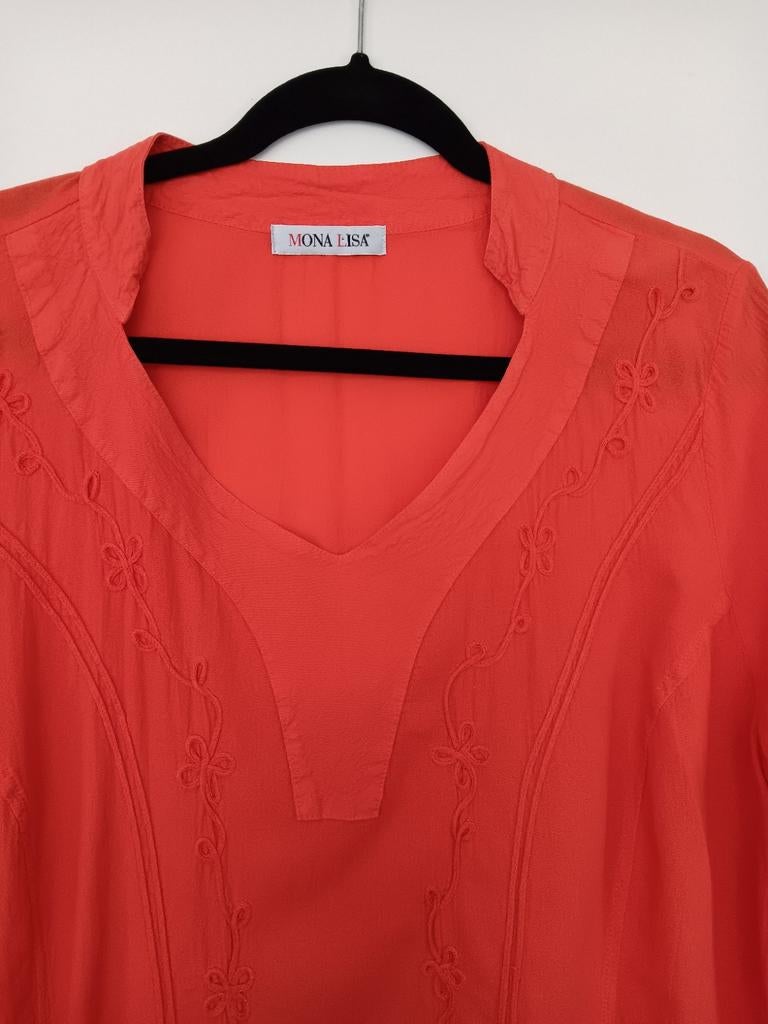 Te Koop: MONA LISA Tuniek,  mt 44. Oranje-Rood. (J-77)., Kleding | Dames, Blouse of Tuniek, Mona Lisa, Ophalen of Verzenden, Zo goed als nieuw