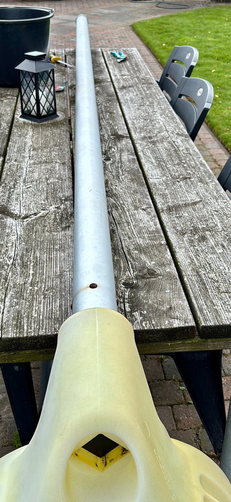 Korfbal paal aluminium+ korf+ voet, Ophalen, Gebruikt