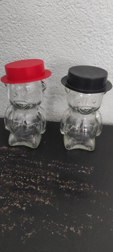 Vintage voorraadpotten glas beer 2x, Huis en Inrichting, Keuken | Keukenbenodigdheden, Ophalen of Verzenden, Voorraadpot, Overige merken