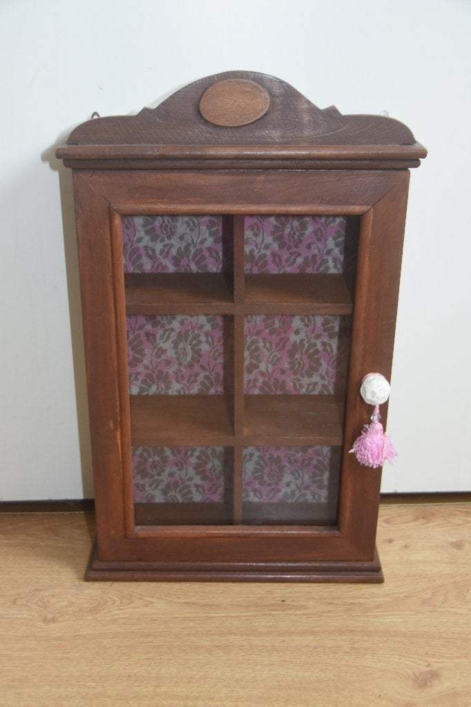 Brocante vitrinekast met bijzondere knop & kwastje, Ophalen of Verzenden, Minder dan 25 cm, Minder dan 50 cm, Minder dan 100 cm