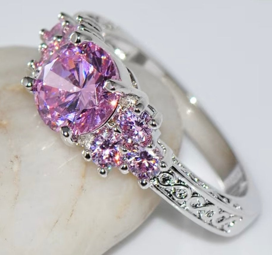 Ring sterling zilver met Roze steen maat 20 -NIEUW-, Sieraden, Tassen en Uiterlijk, 20 of groter, Nieuw, Ophalen of Verzenden