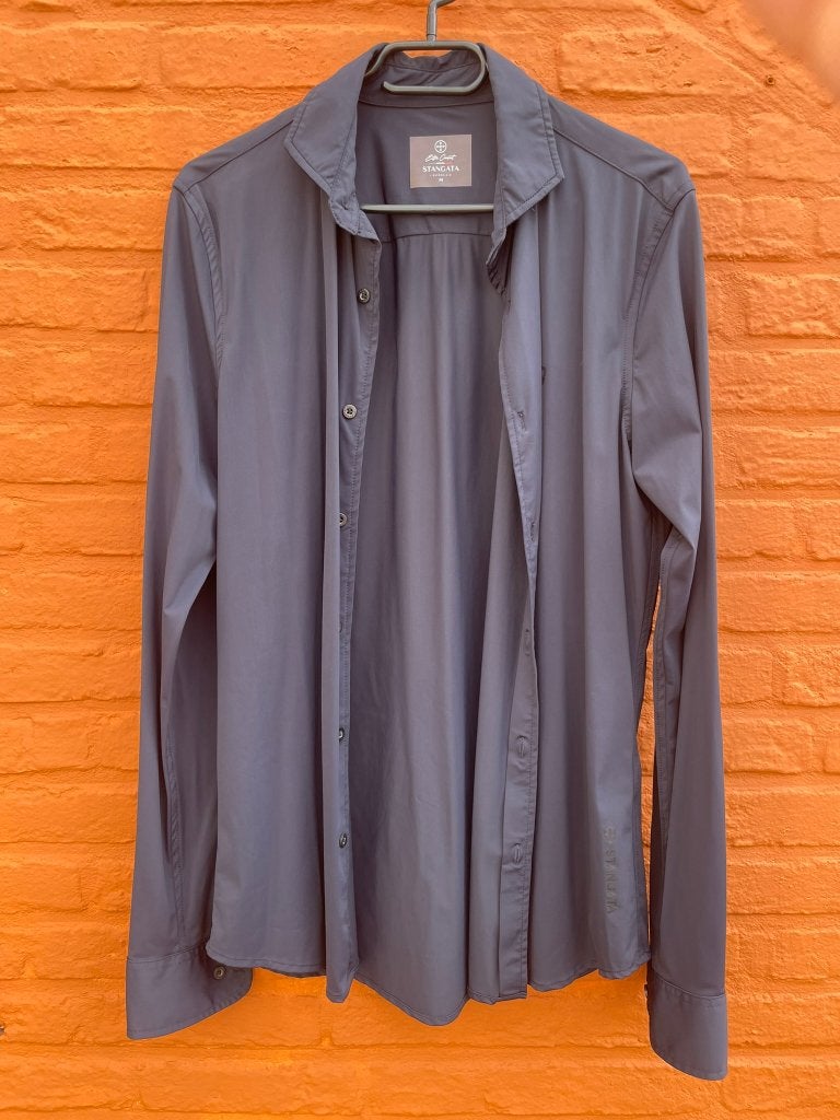 Stangata stretch overhemd effen donkerblauw - Maat M, Kleding | Heren, Stangata, Blauw, Gedragen, Halswijdte 39/40 (M)