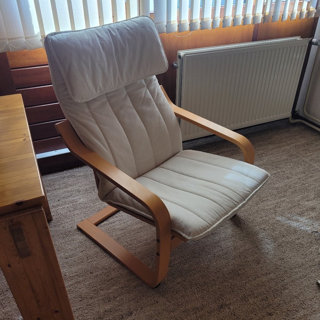 Stoel Ikea Poäng, Huis en Inrichting, Stoelen, Ophalen, Gebruikt, Wit, Eén