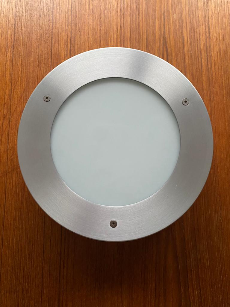 Vintage Dijkstra ronde rvs wandlamp lamp, Huis en Inrichting, Lampen | Wandlampen, Ophalen of Verzenden, Zo goed als nieuw, Glas