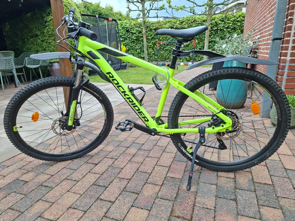 Rockrider ST 530 27.5 inch kindermountainbike - Neon Groen, Hardtail, Heren, Zo goed als nieuw, Schijfrem
