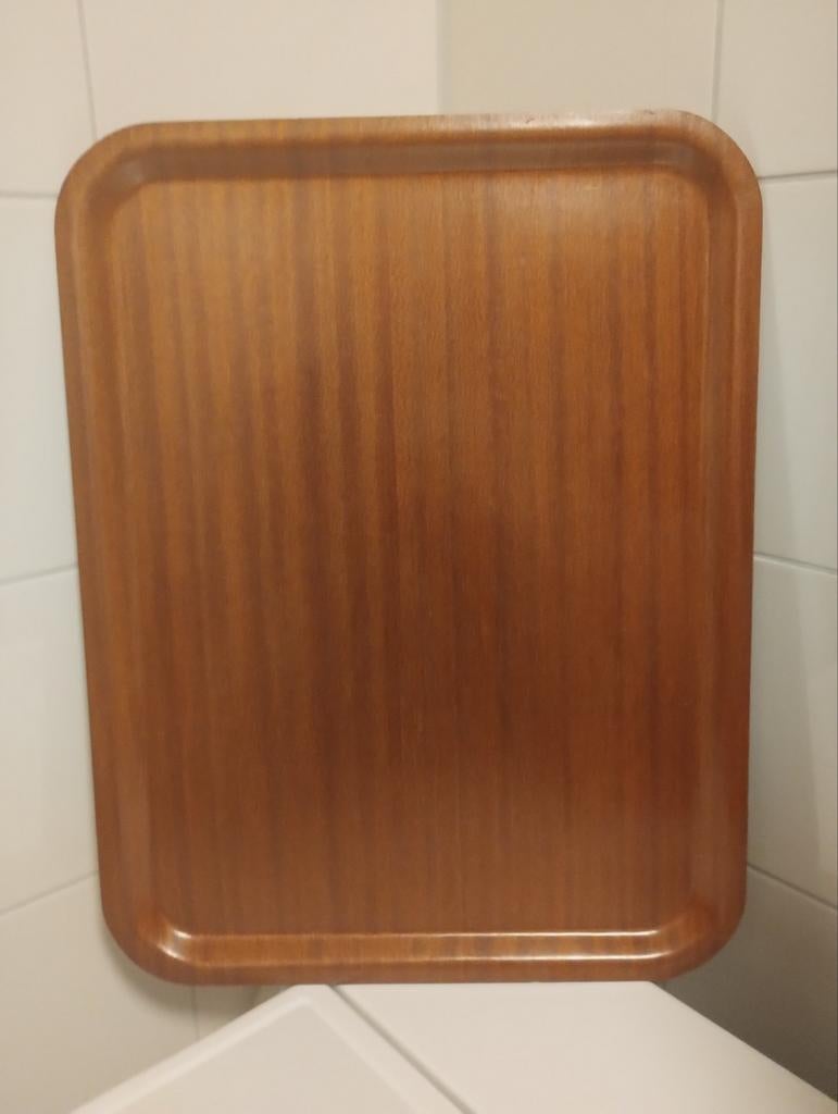 Vintage 60's Scandik teak plywood dienblad, Ophalen of Verzenden, Zo goed als nieuw, Rechthoekig, Hout
