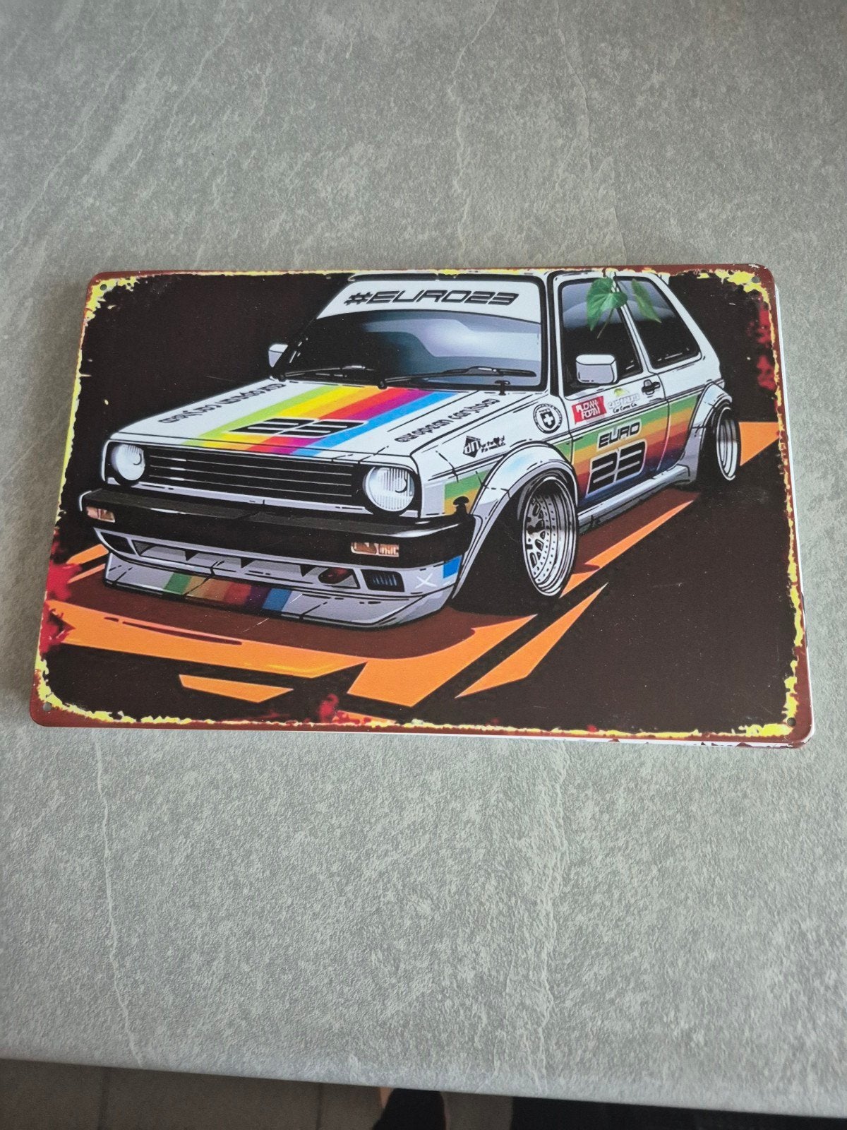Metalen bord met Volkswagen Golf GTI print, Ophalen of Verzenden, Zo goed als nieuw, Reclamebord