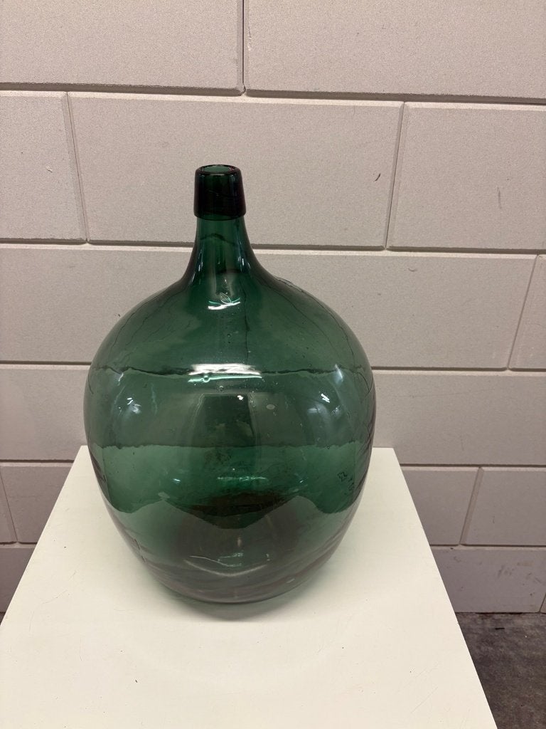 Grote 50cm groene mondgeblazen dame-jeanne gistfles, Ophalen
