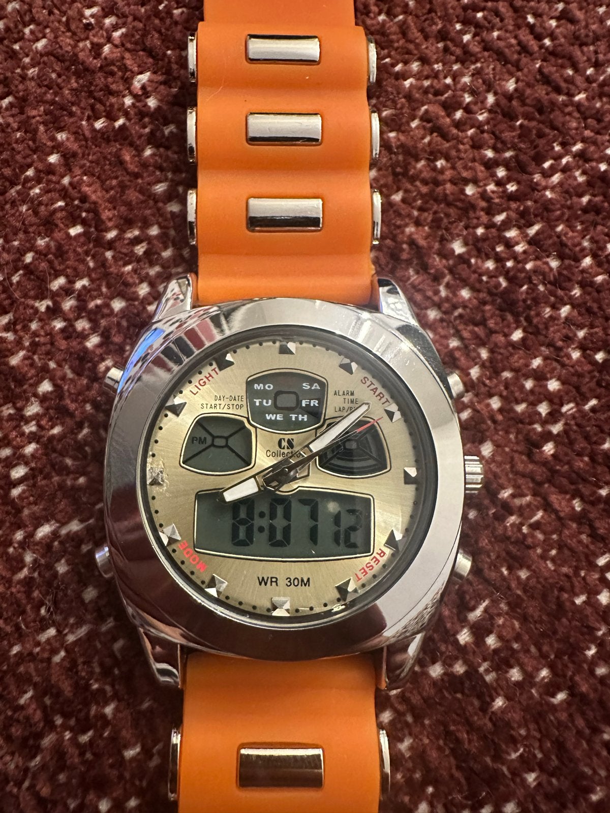 CS Collection Herenhorloge - Oranje Siliconen Band, Overige merken, Staal, Polshorloge, Kunststof