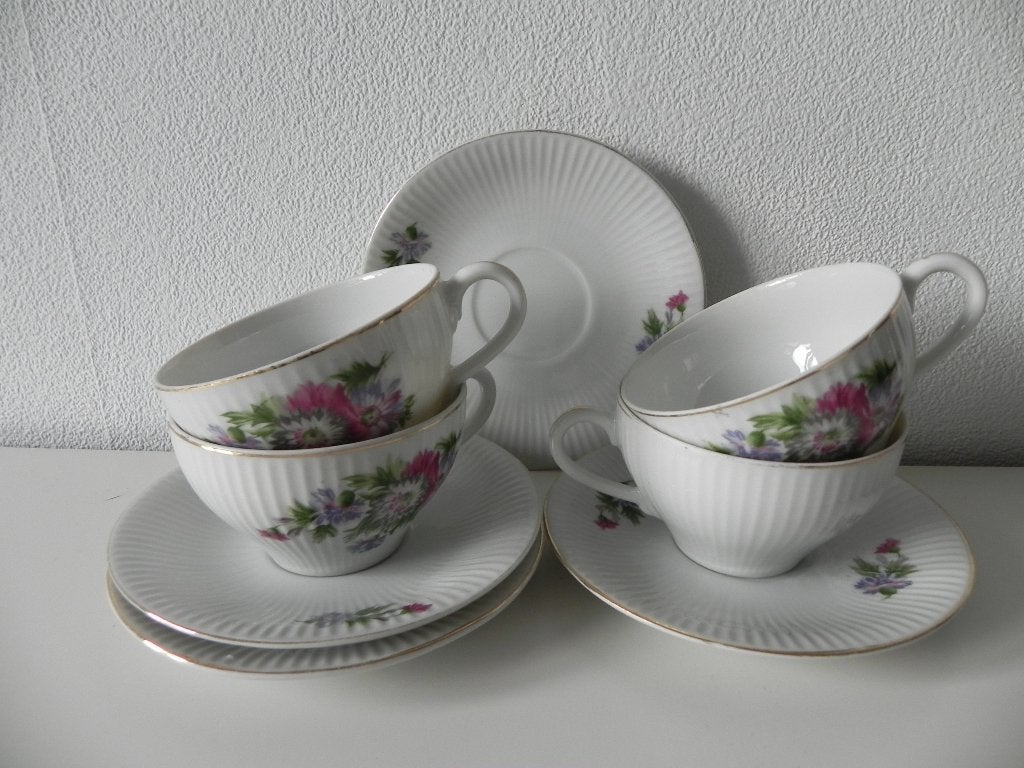 Krone Porzellan kop en schotels bloem motief brocante, Ophalen