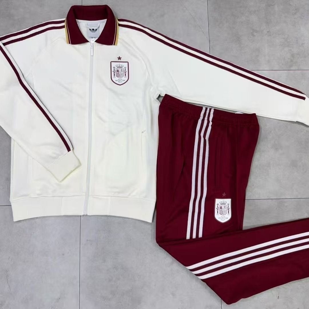 Adidas Spanje Trainingspak - Wit/Rood/ wijn rood, Kleding | Heren, Sportkleding, Ophalen of Verzenden, Nieuw, Wit, Overige typen
