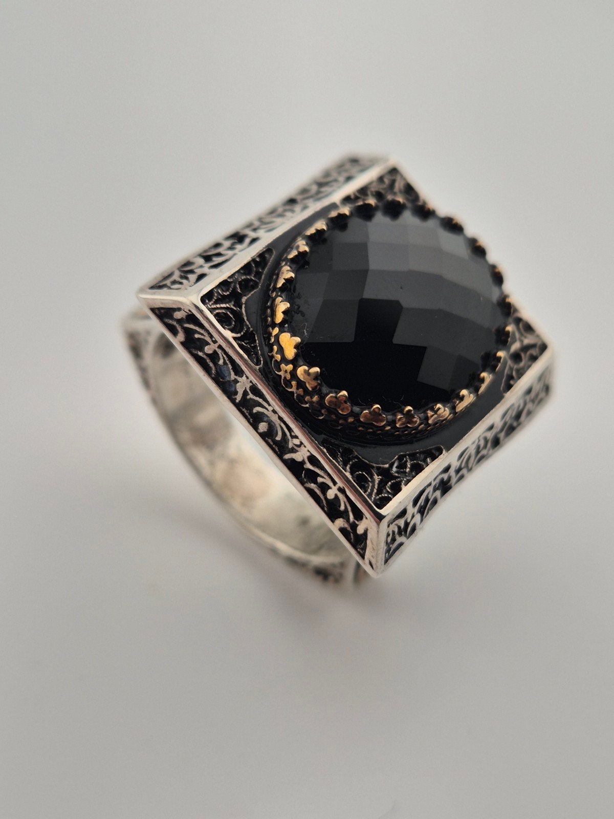 Prachtige Grote Ottomaanse 925 Sterling Zilveren Zegelring, Sieraden, Tassen en Uiterlijk, 20 of groter, Verzenden, Heer, Zilver