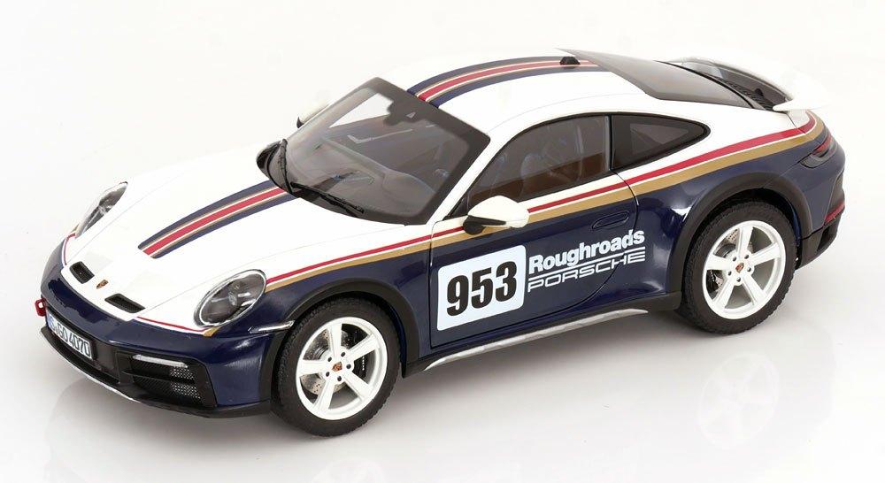 Porsche 911 Dakar Roughroads 2023 (992) Blauw/Wit/Rood Norev, Hobby en Vrije tijd, Modelauto's | 1:18, Auto, Norev, Ophalen of Verzenden
