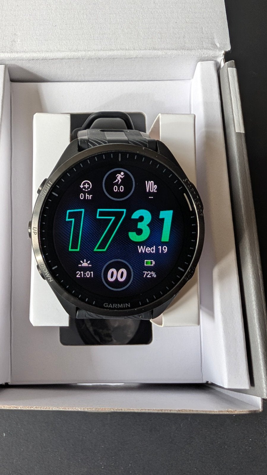 Garmin Forerunner 965, 47 mm, Zwart Antraciet, Ophalen, Zwart, Garmin, Zo goed als nieuw