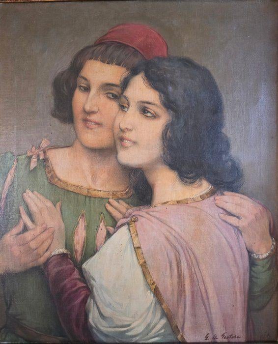 Georges De Geetere (1868-1929) - Broederliefde, Antiek en Kunst, Kunst | Schilderijen | Klassiek, Ophalen of Verzenden