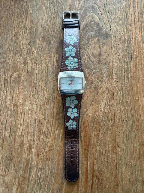 Polshorloge Fossil dameskwarts. Flower Power JR-8348, Sieraden, Tassen en Uiterlijk, Horloges | Dames, Gebruikt, Polshorloge, Fossil