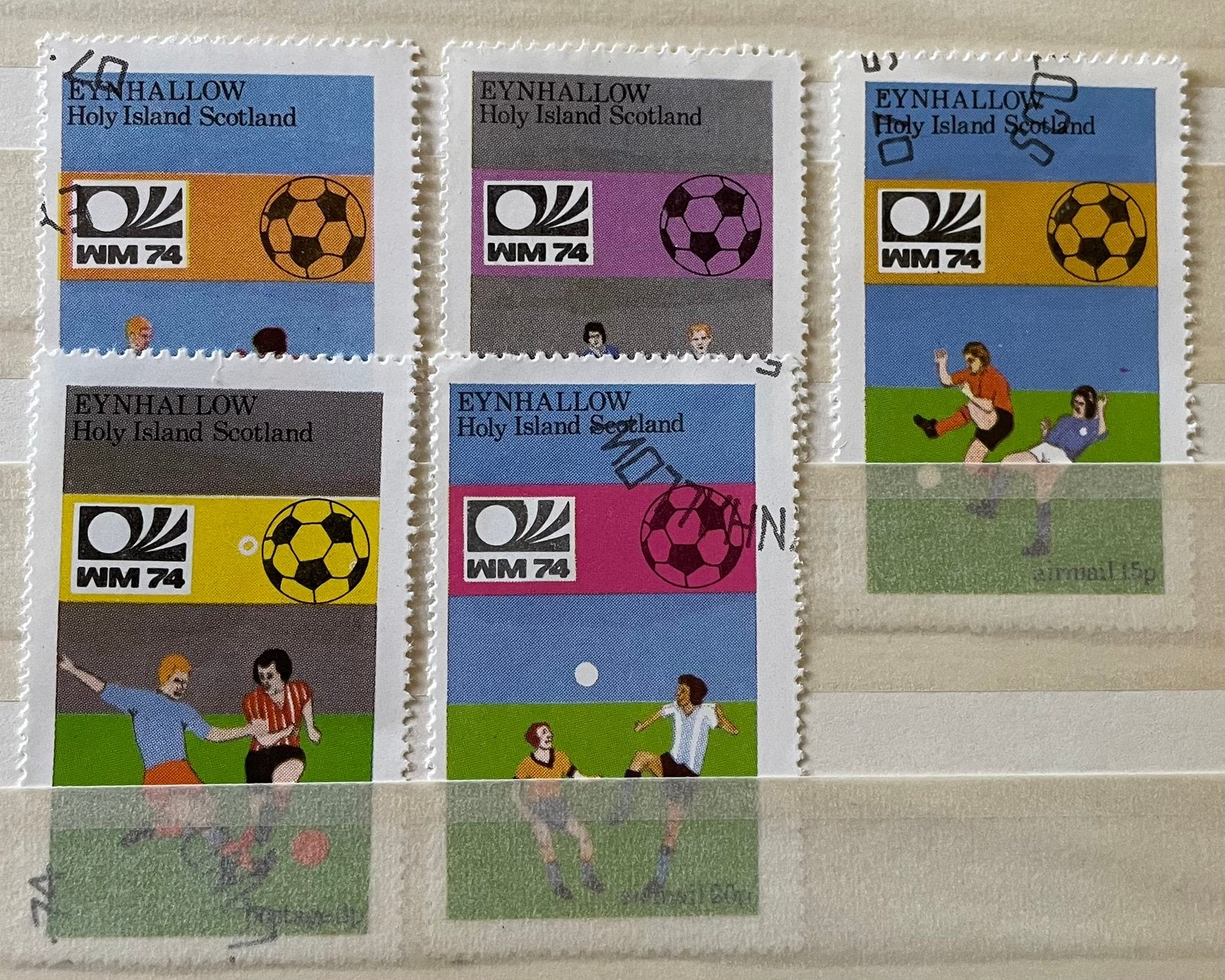 5 cinderrellazegels Schotland Eynhallow; WK voetbal 1974, Ophalen of Verzenden, Gestempeld, Sport