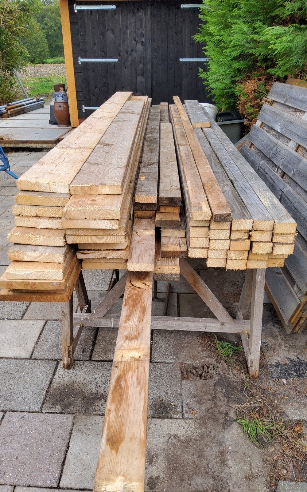 Diverse partij balken en planken, Doe-het-zelf en Verbouw, Ophalen, Gebruikt, 25 tot 50 mm, Overige typen