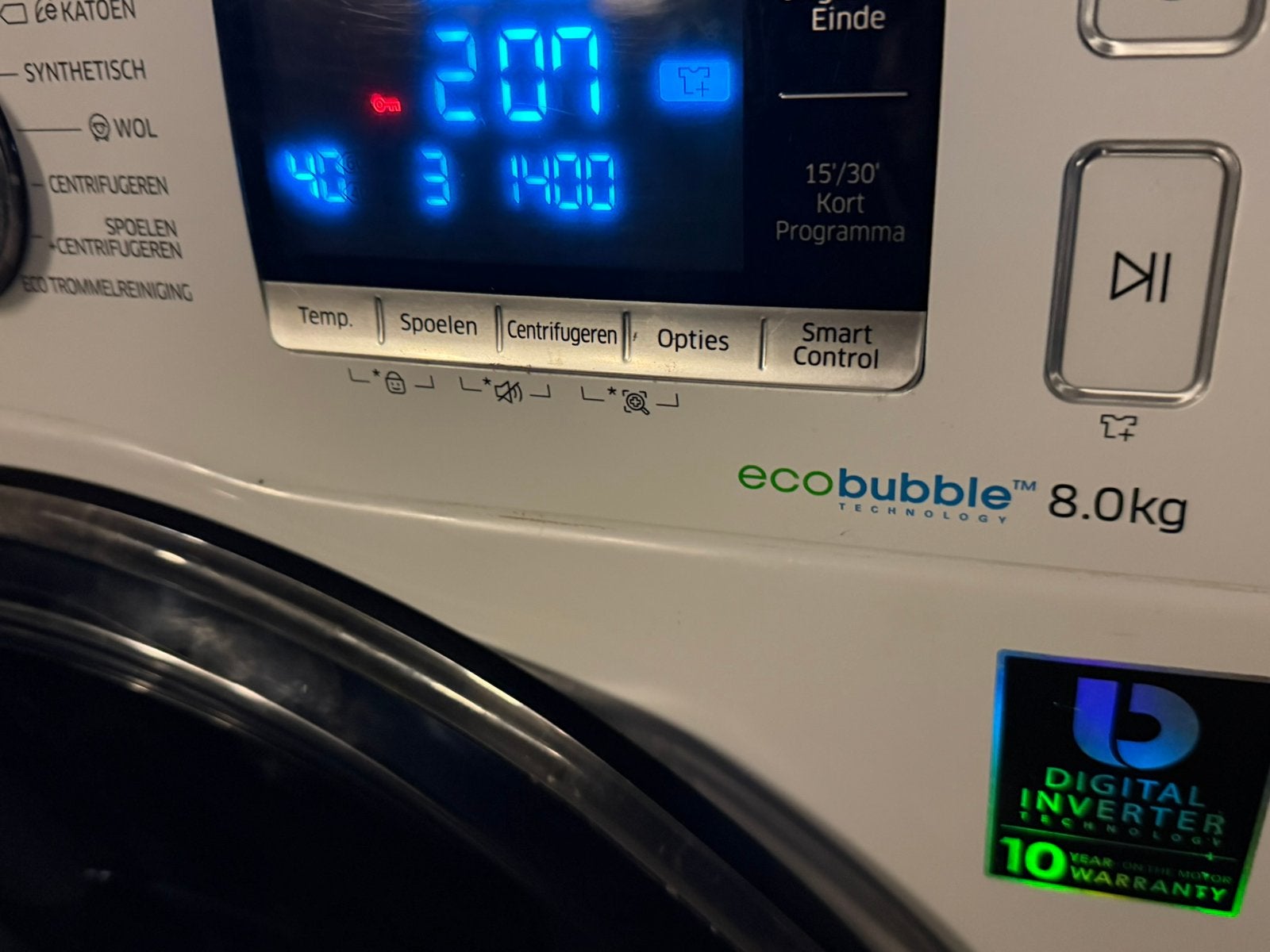 SAMSUNG 8KG WASMACHINEA++ ECOBUBBLE IZGZ, 1200 tot 1600 toeren, Minder dan 85 cm, 8 tot 10 kg, Ophalen of Verzenden