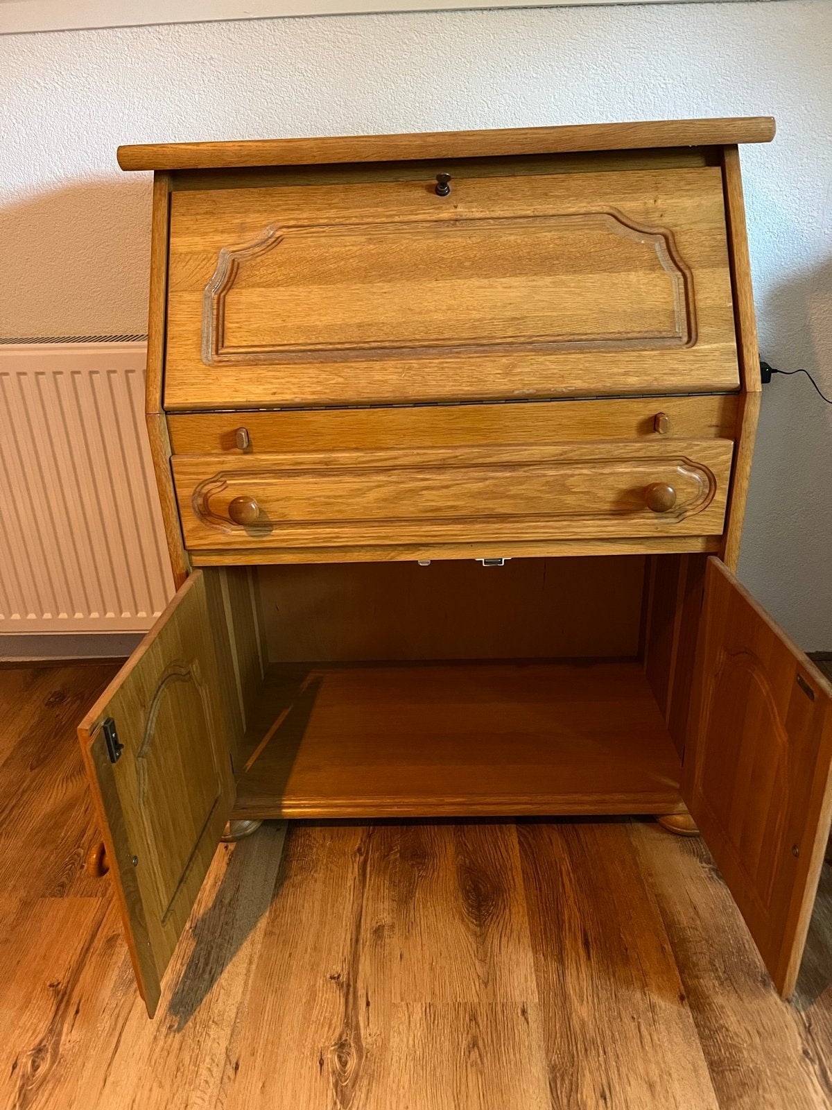 Eikenhouten secretaire met lade en kast, Antiek en Kunst, Ophalen