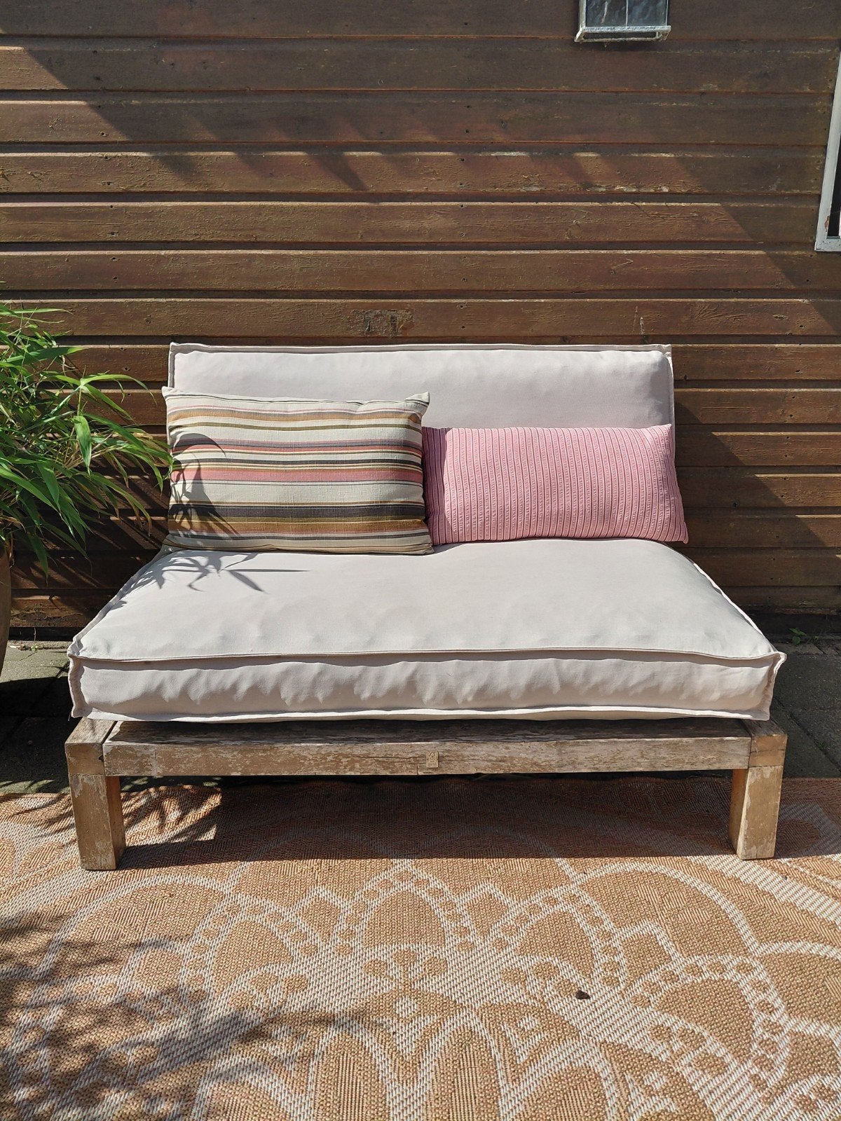 Palletkussens karwei beige, Ophalen, Gebruikt, Hout