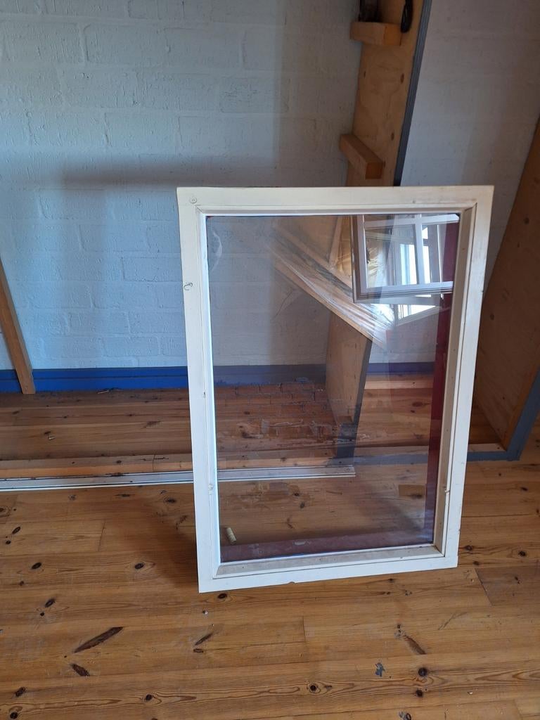 Houten raamkozijn met enkel glas, Ophalen, Minder dan 80 cm, Gevelraam of Ruit
