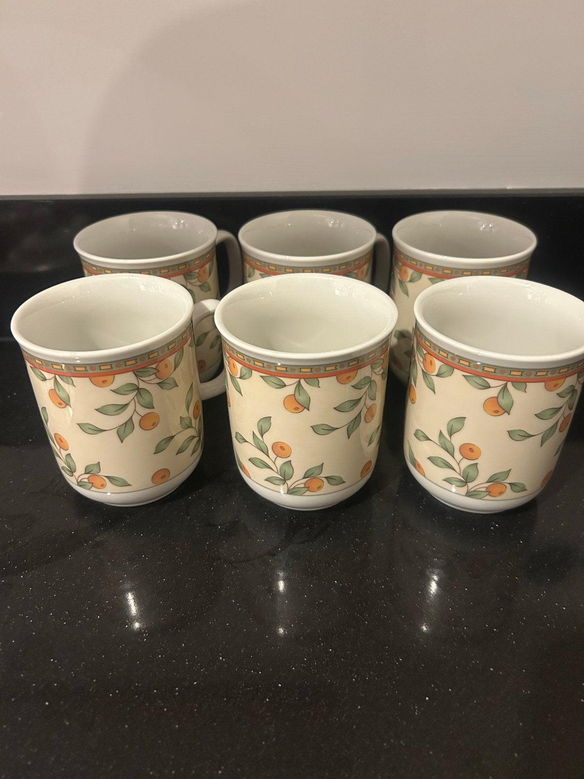 Set van 6 mokken met fruitmotief, Overige merken, Keramiek, Zo goed als nieuw, Overige stijlen