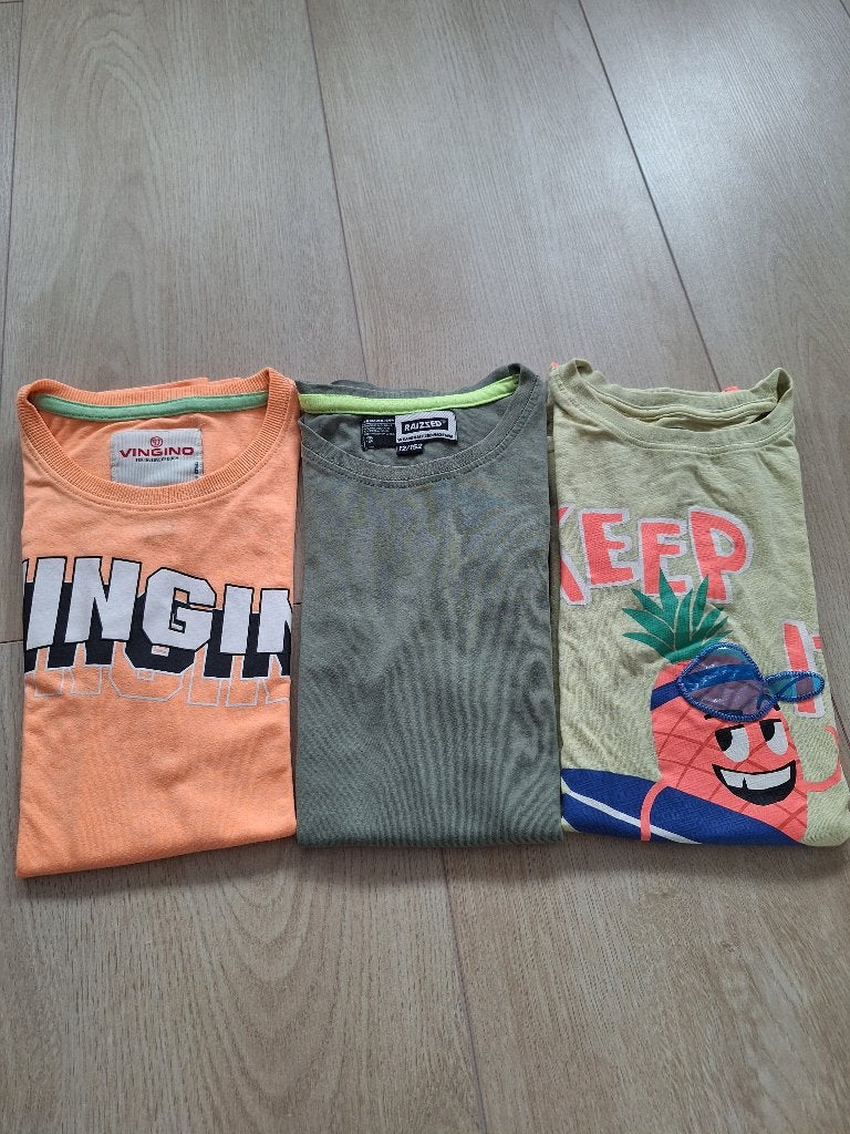 3 T-shirts maat 152, Kinderen en Baby's, Kinderkleding | Maat 152, Ophalen of Verzenden, Zo goed als nieuw, Vingino, Shirt of Longsleeve