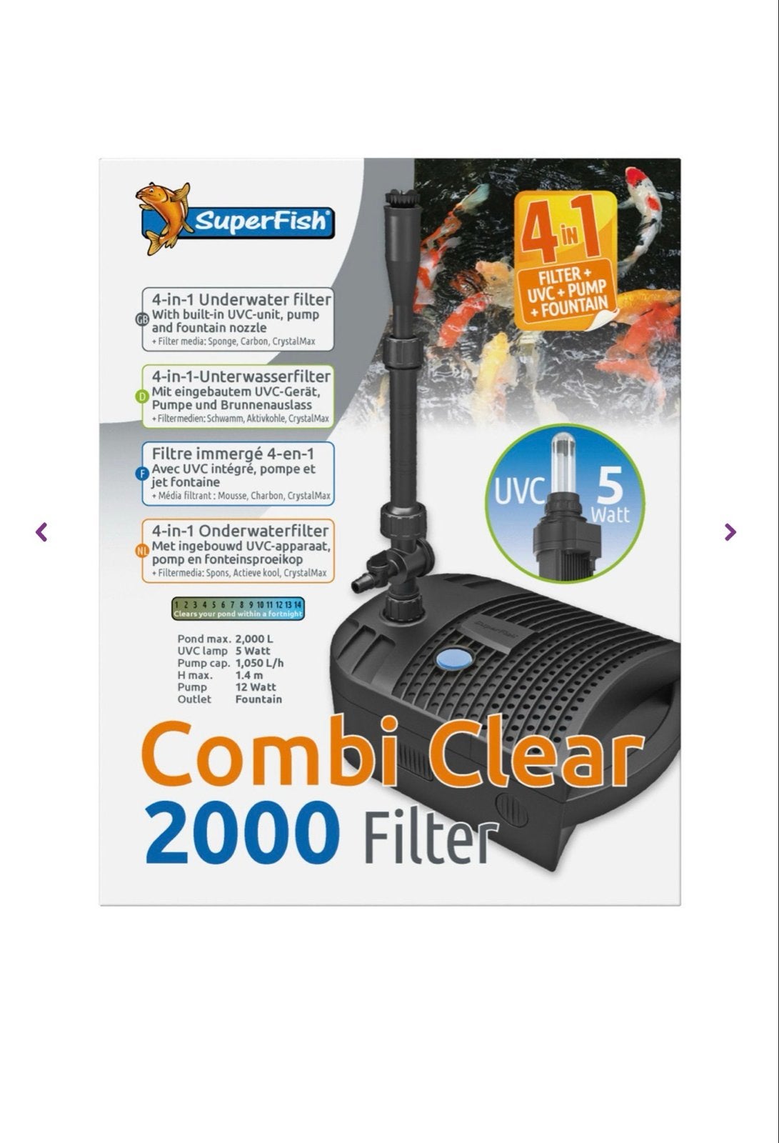 SuperFish Combi Clear 2000 Filter - 4-in-1 Vijverfilter, Ophalen of Verzenden, Gebruikt, Vijverfilter
