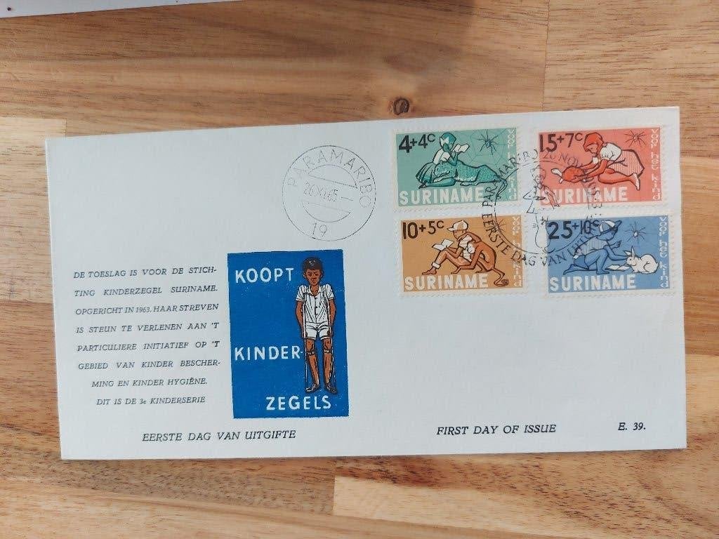 Suriname FDC E39 Kinderpostzegels Blanco, Ophalen of Verzenden, Onbeschreven, Rest van de wereld