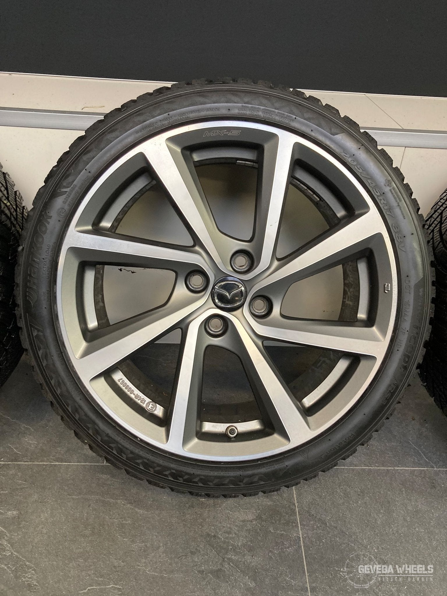17” originele Mazda MX5 velgen + winterbanden 4x100 NA1P-V3-, Gebruikt, -, -, Banden en Velgen