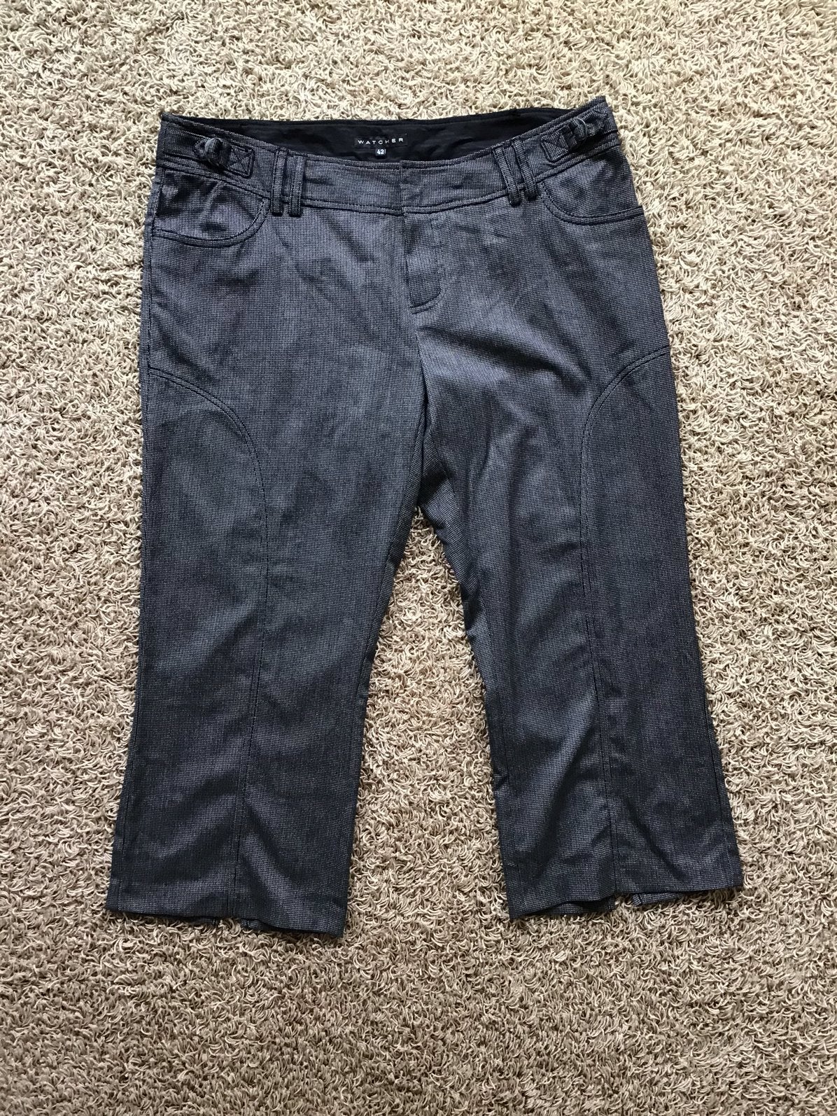 Grijs gehokte driekwart broek. Merk Watcher. Maat 42., Kleding | Dames, Verzenden, Maat 42/44 (L), Driekwart, Grijs