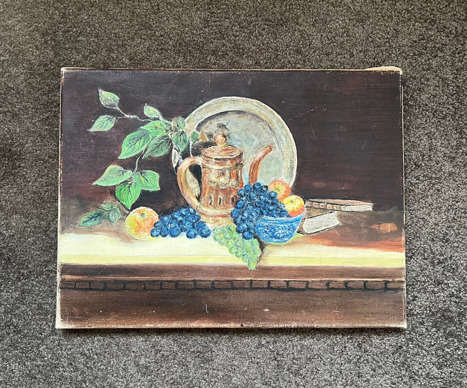 Schilderijtje stilleven vintage, Antiek en Kunst, Doek, Stilleven, Ophalen of Verzenden, Origineel werk