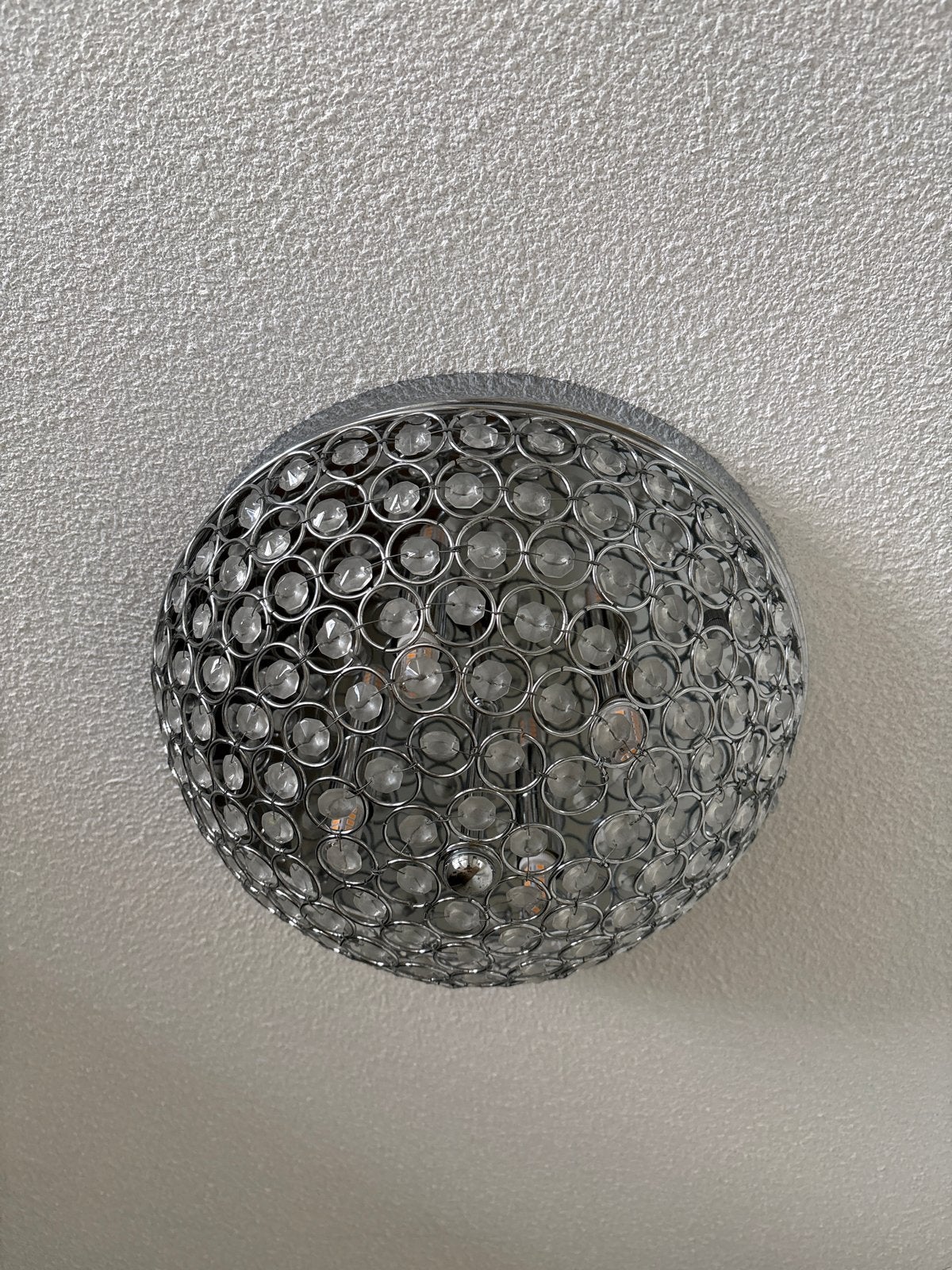 Moderne Plafondlamp met Kristallen Decoratie, Ophalen, Zilver, Gebruikt, Modern