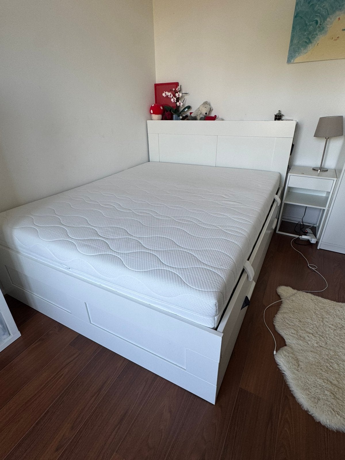 IKEA Brimnes bed 160x200 + JYSK matras, Ophalen, Wit, Tweepersoons, Zo goed als nieuw