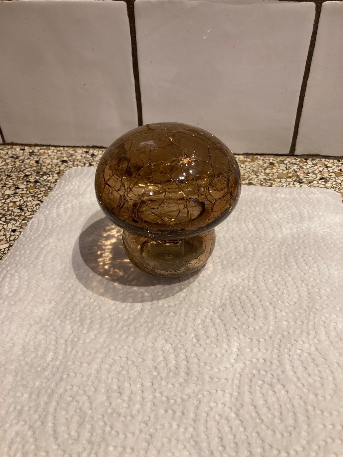 Glazen paddenstoel lamp, Ophalen of Verzenden, Zo goed als nieuw