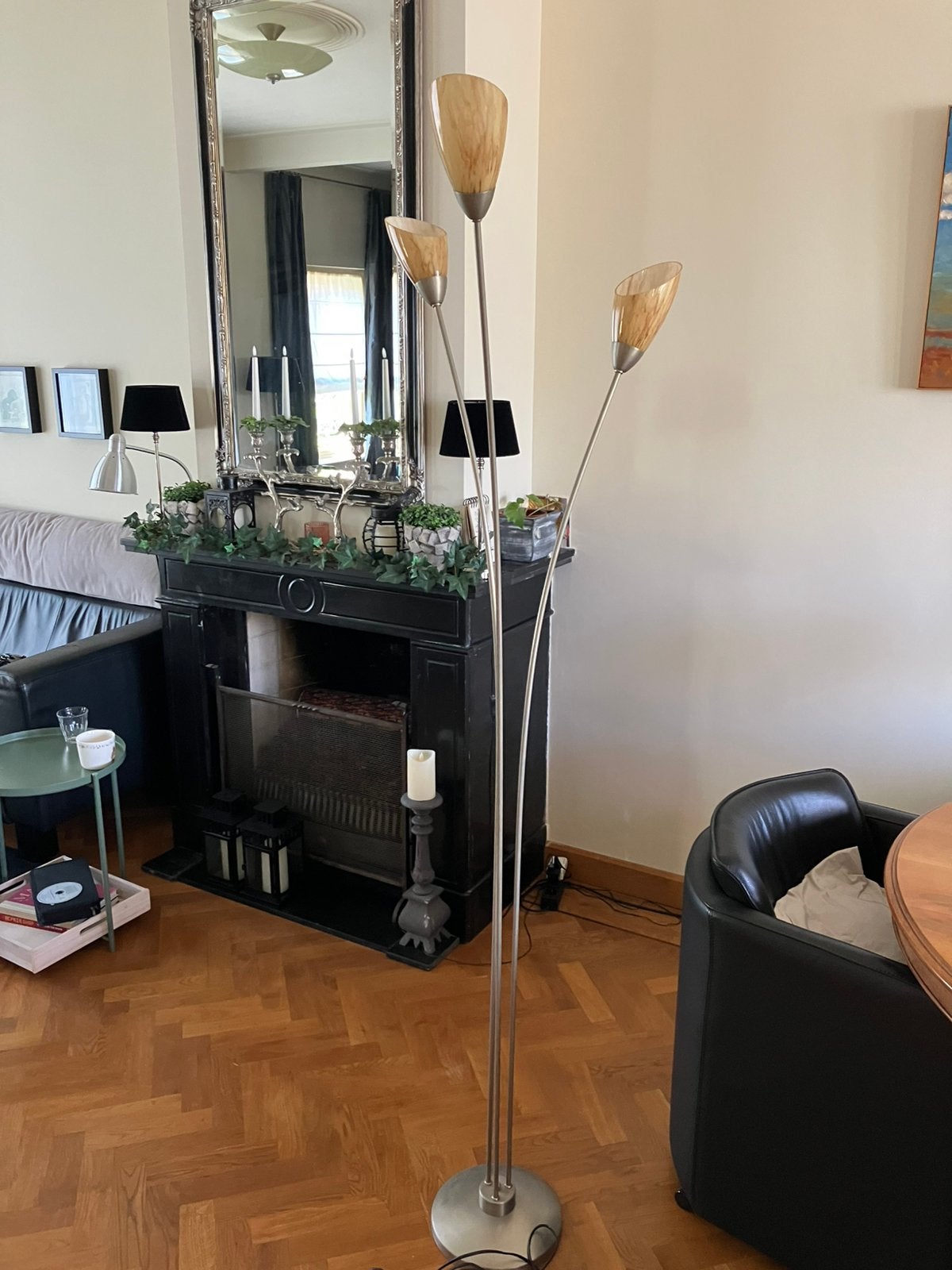 Retro Vintage staande lamp art deco gemarmerde kelken, Ophalen, Zo goed als nieuw, 150 tot 200 cm