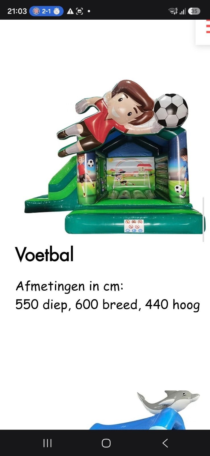 Voetbal Springkussen - Slechts 10x Verhuurd!, Ophalen of Verzenden, Zo goed als nieuw