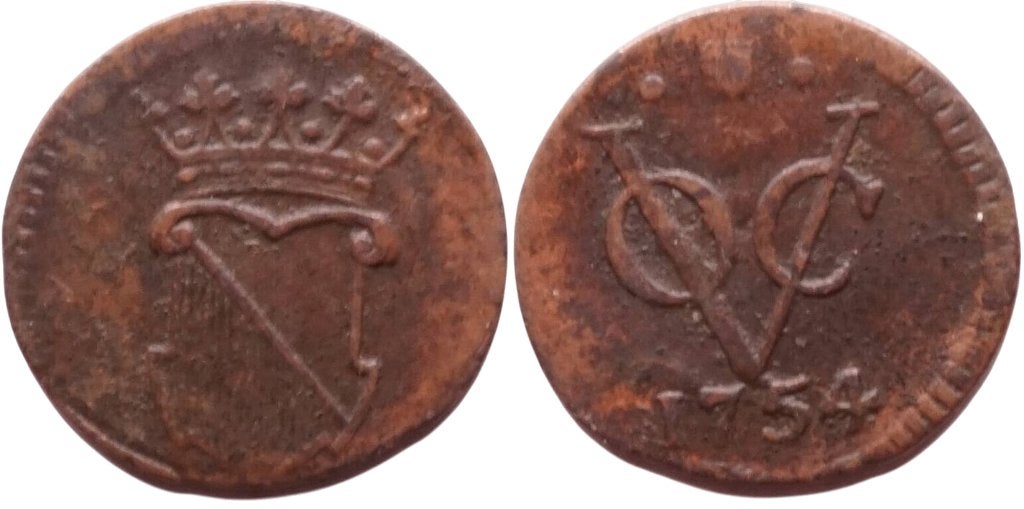 Utrecht 1/2 duit 1754 , VOC, Postzegels en Munten, Munten | Nederland, Verzenden, Koningin Beatrix, Overige waardes